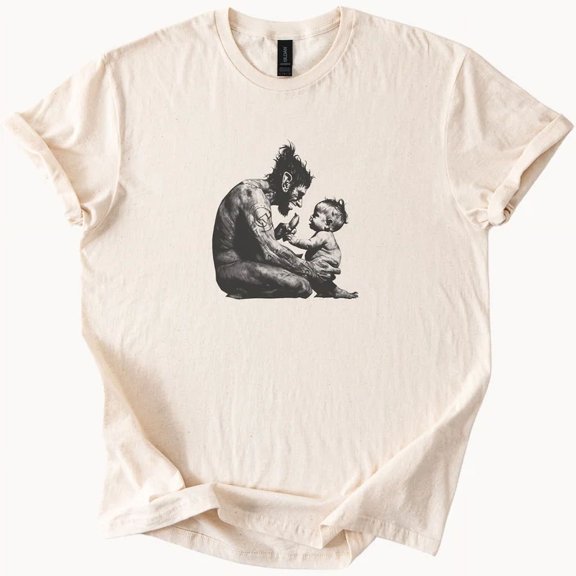 Hot Trending Loving Father Baby Art T-Shirt Tender Family Graphic Tee Design Preview Only