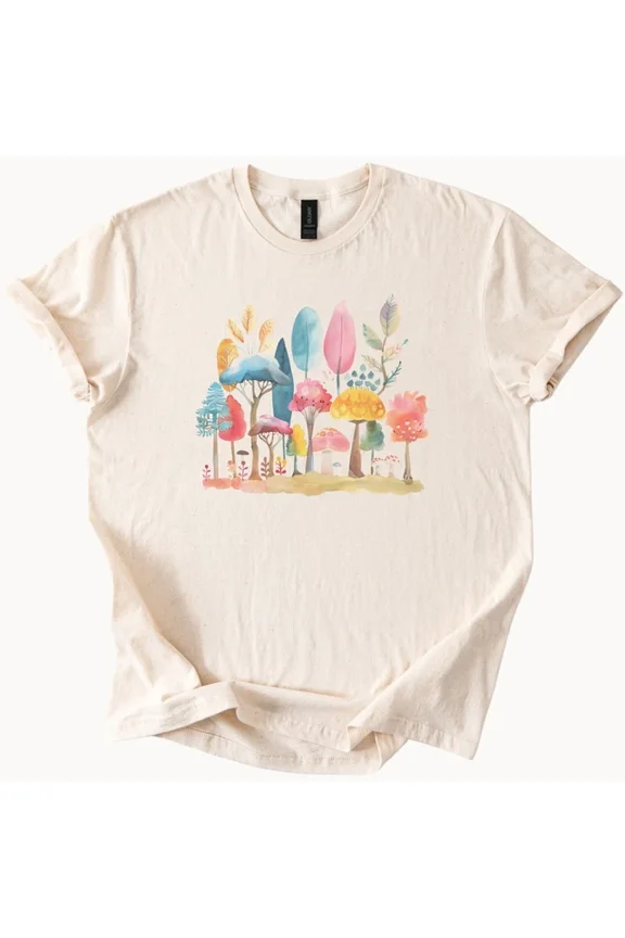 Hot Trending Magical Mushroom Forest Tee Whimsical Nature Graphic Shirt Design Preview Only