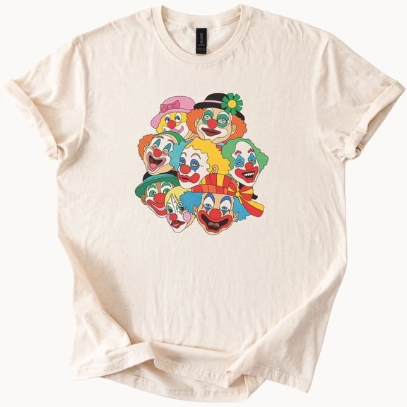 Hot Trending Many Colorful Clown Faces T Shirt Fun Circus Costume Party Design Preview Only