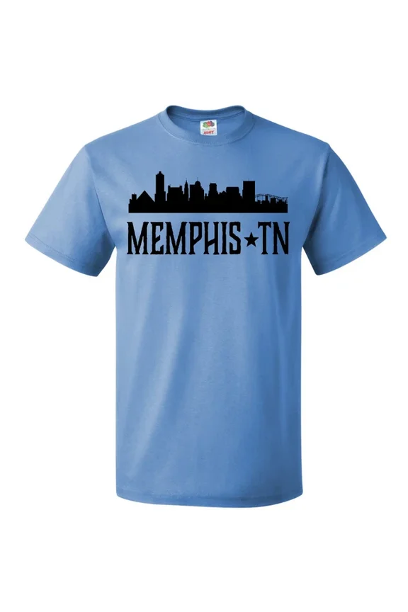 Hot Trending Memphis Tennessee City Skyline T-Shirt Silhouette Souvenir Vacation S-5Xl Birthday Gifts; For Men & Women