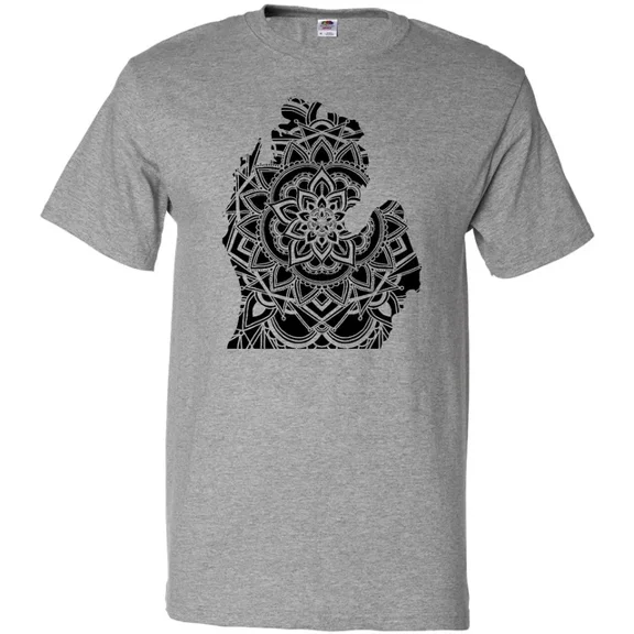 Hot Trending Michigan Silhouette Mandala T-Shirt State Home Design Flower Love Mens S-5Xl Birthday Gifts; For Men & Women