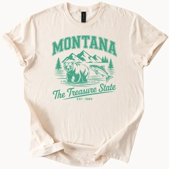 Hot Trending Montana Bear Fish Tee Treasure State Graphic Shirt Design Preview Only