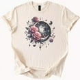 thumbnail image 1 of Hot Trending Moon Shirt Roses Celestial Graphic T Shirt Tee Beige Boho Design Preview Only, 1 of 4