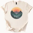 thumbnail image 1 of Hot Trending Mountain Sunset Tee Nature Adventure Graphic Shirt Design Preview Only, 1 of 4