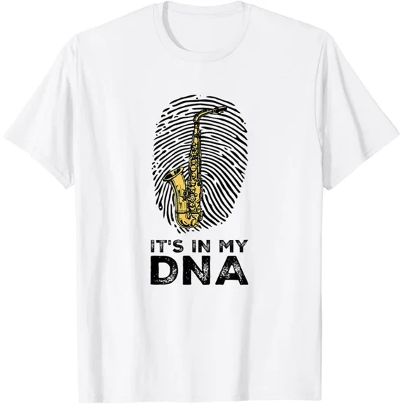 Hot Trending Musician Sax Player Fingerprint Art It'S In My Dna Saxophone T-Shirt S-5Xl Birthday Gifts; For Men & Women