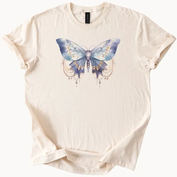 Hot Trending Mystical blue butterfly graphic shirt with boho fairycore aesthetic Design Preview Only