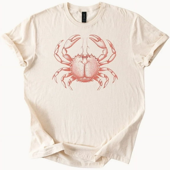 Hot Trending Natural Color Crab Graphic Shirt Ocean Sea Life Art Tee Beachwear T Shirt Design Preview Only