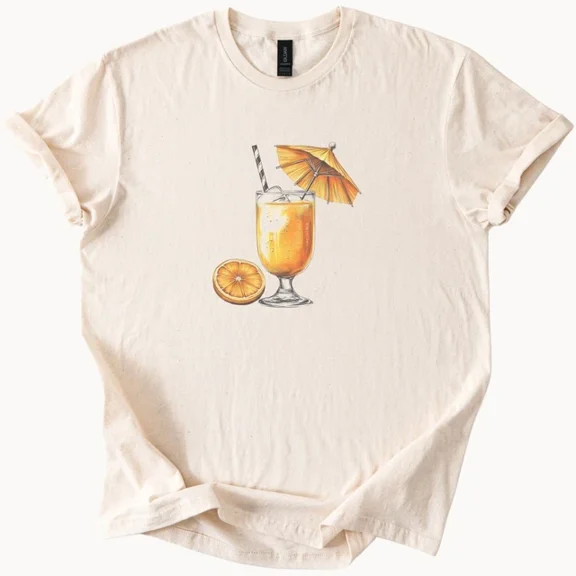 Hot Trending Orange Slice Cocktail TShirt Summer Drink Graphic Tee Unisex Beach Vacation Design Preview Only