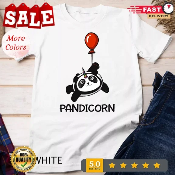 Hot Trending Pandicorn Funny Panda Bear With Balloon T-Shirt Birthday Gifts; For Men & Women