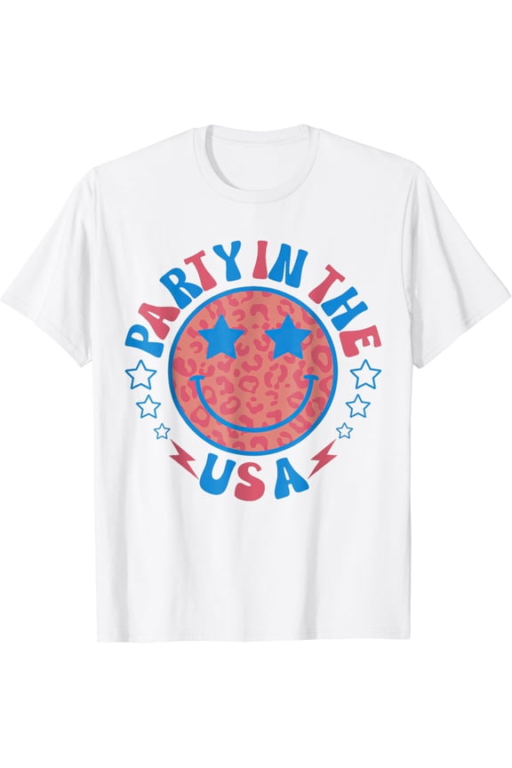 Hot Trending Party In The Usa 4Th Of July Preppy Smile T-Shirt Birthday Gifts; For Men & Women