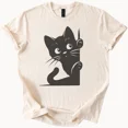 thumbnail image 1 of Hot Trending Peeking Black Cat Graphic Tee Cute Kitten Shirt for Cat Lovers Design Preview Only, 1 of 4