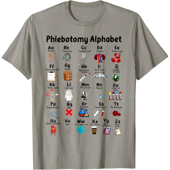 Hot Trending Phlebotomy Alphabet Phlebotomist Nurse Phleb Abcs Lab Week T-Shirt Vintage Tee -Birthday Gifts