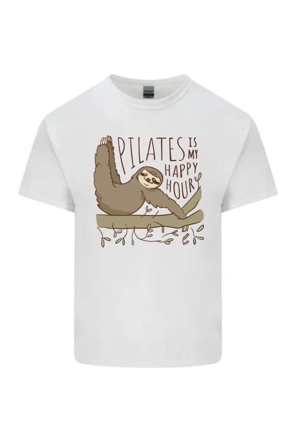 Hot Trending Pilates My Happy Hour Funny Yoga Sloth T-Shirt Design Preview Only
