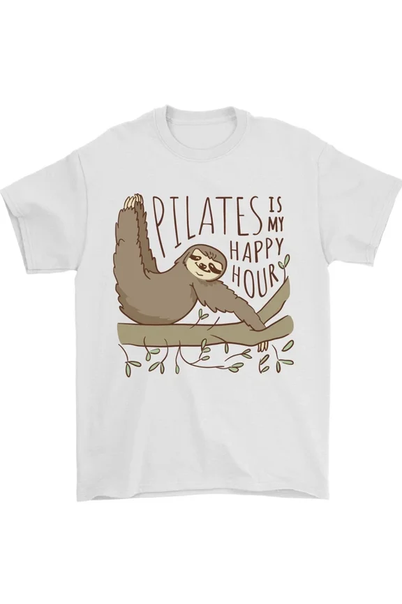 Hot Trending Pilates My Happy Hour Funny Yoga Sloth T-Shirt Design Preview Only