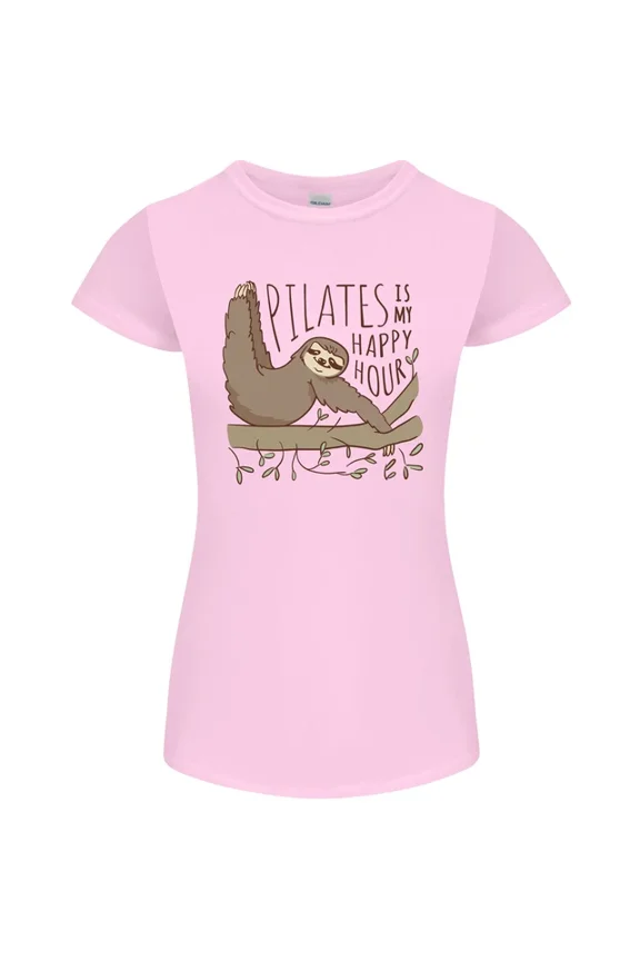 Hot Trending Pilates My Happy Hour Funny Yoga Sloth T-Shirt Design Preview Only
