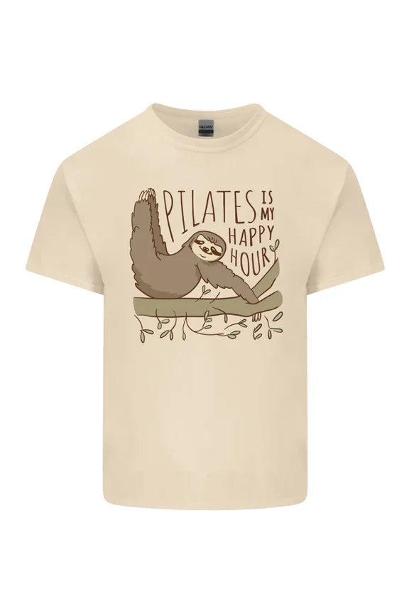 Hot Trending Pilates My Happy Hour Funny Yoga Sloth T-Shirt Design Preview Only