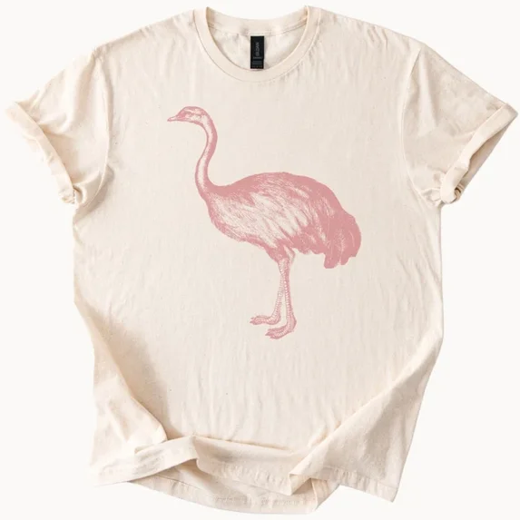 Hot Trending Pink Emu Tee Unique Bird Graphic Tshirt Animal Lover Top Design Preview Only