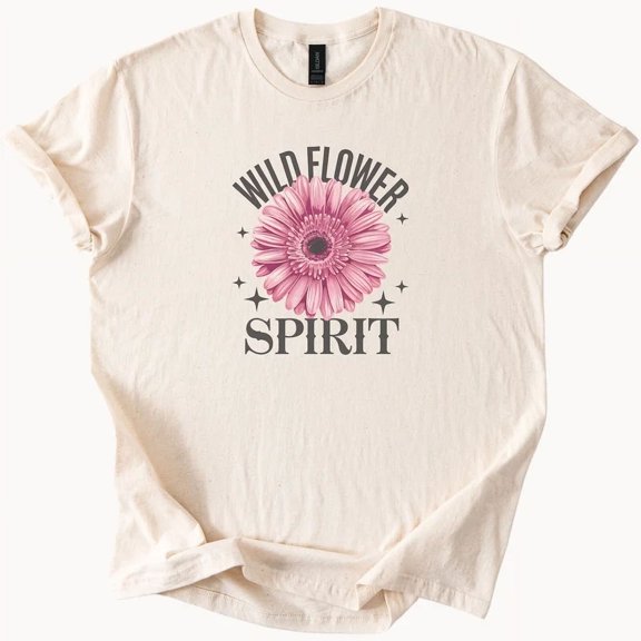 Hot Trending Pink Sunflower Wild Flower Spirit Graphic Tee Shirt Design Preview Only