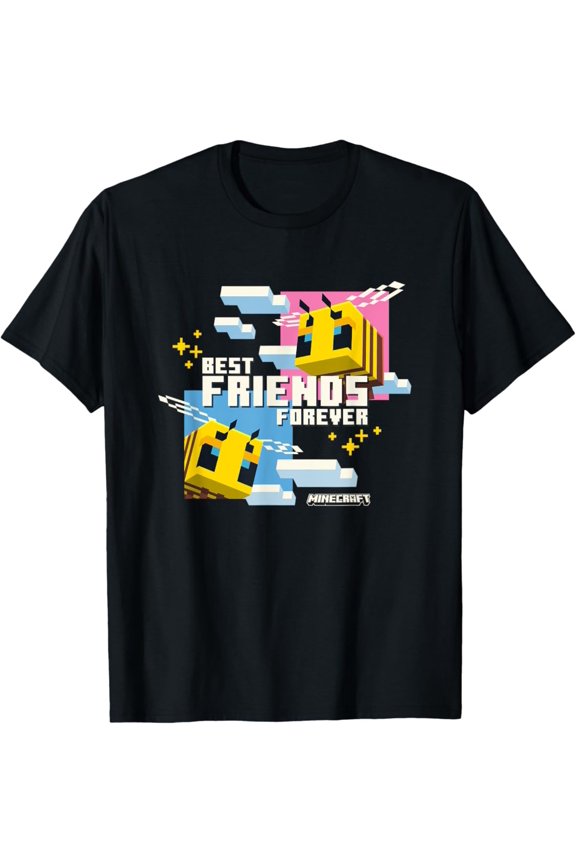 Hot Trending Pixel Art Best Friends Forever Bees Flying Pink & Blue T-Shirt Vintage Tee -Birthday Gifts