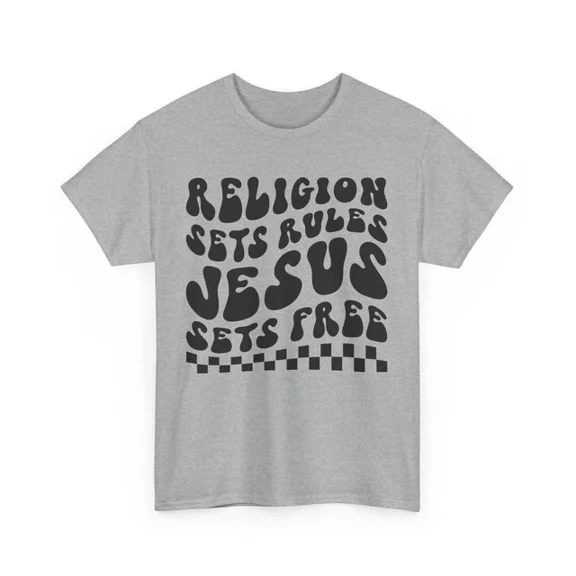 Hot Trending Pray More Worry Less T-Shirt | Religion Sets Rules Jesus Sets Free Shirt Design Preview Only