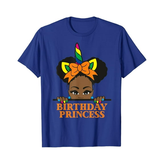 Hot Trending Princess Afro Puff Rainbow Unicorn Birthday T-Shirt Vintage Tee -Birthday Gifts