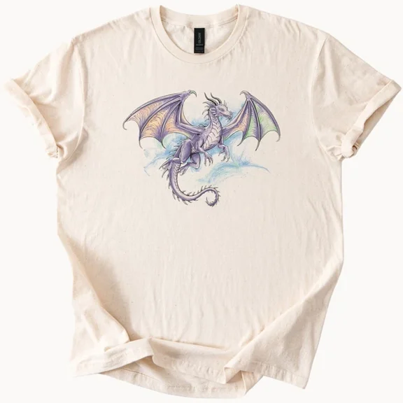 Hot Trending Purple Dragon Graphic Tee Fantasy TShirt Design Preview Only