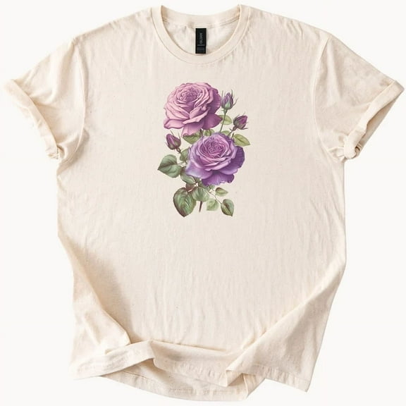 Hot Trending Purple Rose Graphic Tee Floral T Shirt Design Preview Only