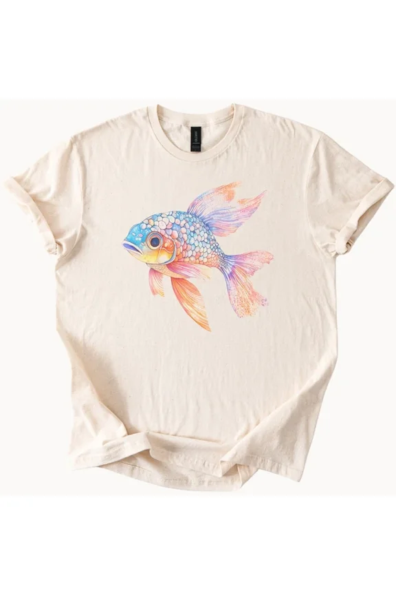 Hot Trending Rainbow Fish T-Shirt Colorful Aquarium Art Tee Ocean Lover Top Design Preview Only