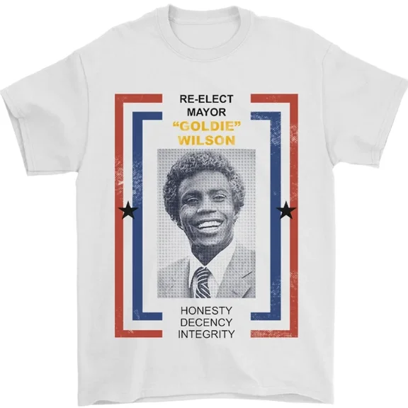 Hot Trending Re-Elect Mayor Goldie Wilson 80s Movie T-Shirt Design Preview Only