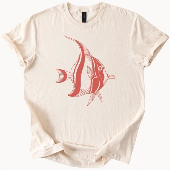 Hot Trending Red Striped Fish TShirt Ocean Reef Graphic Tee Design Preview Only