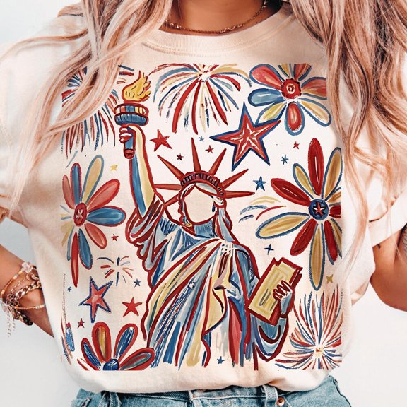 Hot Trending Retro 4Th July Statue Of Liberty, America Usa Shirt, America 4Th July Shirt, 4Th Of July Digital, Usa Flag, American Girl Shirt S-5Xl Birthday Gifts; For Men & Women