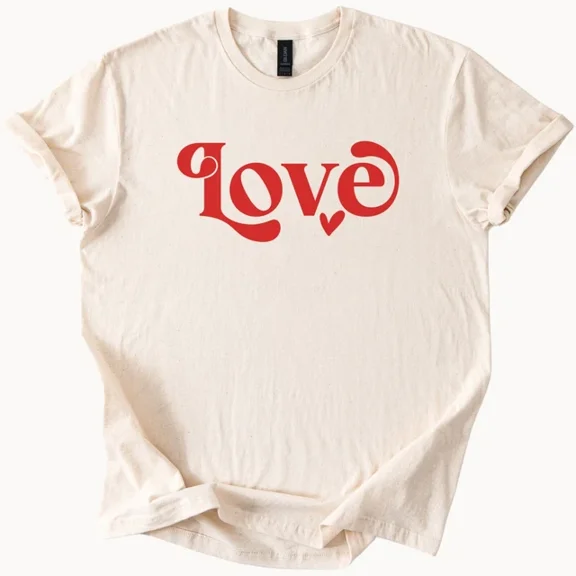 Hot Trending Retro Love Heart Tee Valentines Day Gift Shirt Top Design Preview Only