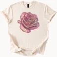 thumbnail image 1 of Hot Trending Rose Graphic Tee Watercolor Flower Shirt Design Preview Only, 1 of 4