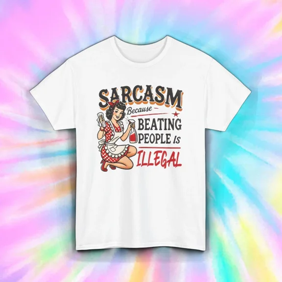 Hot Trending Sarcasm Shirt Beat People Is Illegal Funny Retro Housewife Design Preview Only