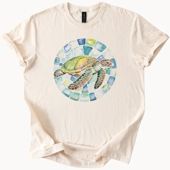 Hot Trending Sea Turtle Mosaic Graphic T Shirt Ocean Lover Tee Design Preview Only