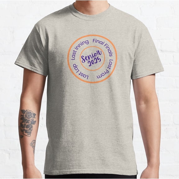 Hot Trending Senior 2025; Last Lap, Last Inning, Final Finals, and Last Prom; orange and purple Classic T-Shirt Vintage Birthday Gifts