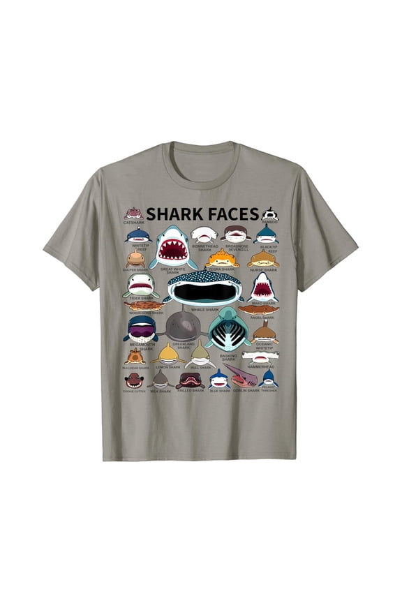 Hot Trending Shark Faces - Type of Shark - Shark Faces of All Kinds T-Shirt Vintage Tee -Birthday Gifts