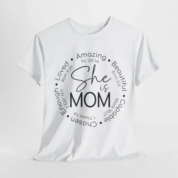 Hot Trending She Is Mom Circle Layout T-Shirt | Trendy Mother Tee | Cute Gift Idea for Moms Design Preview Only