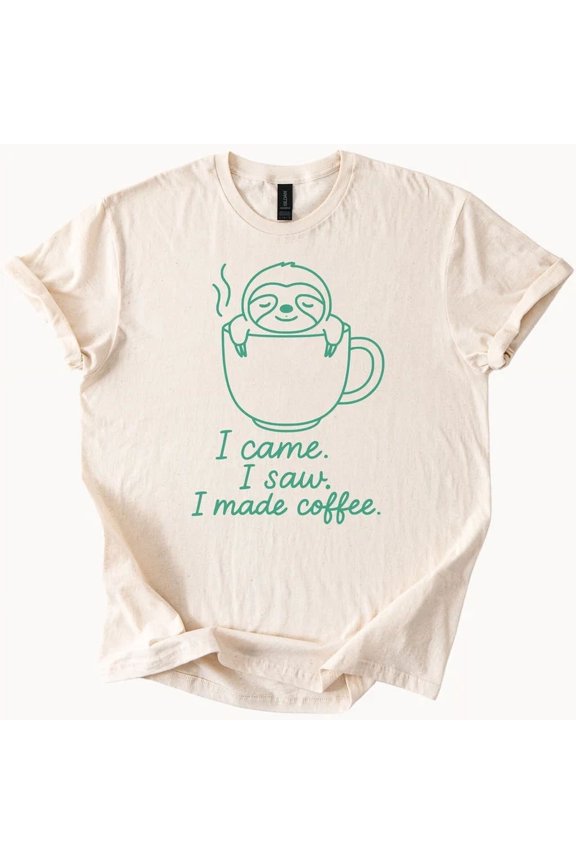 Hot Trending Sloth Coffee Shirt Cute Lazy Animal Tee Caffeine Gift Design Preview Only