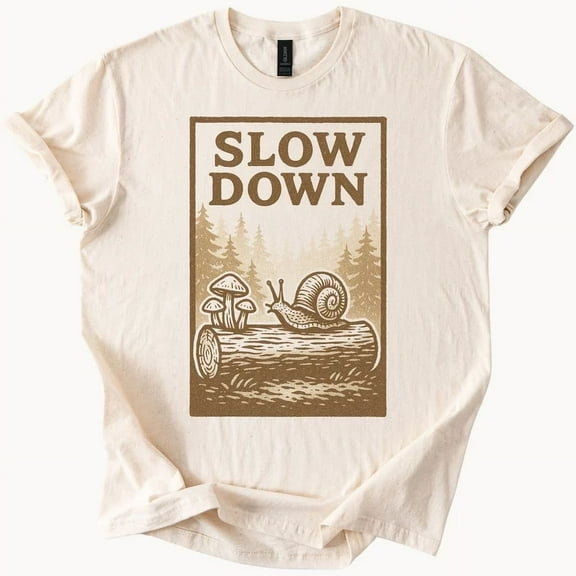 Hot Trending Slow Down Snail Mushroom Tee Nature Graphic TShirt Design Preview Only