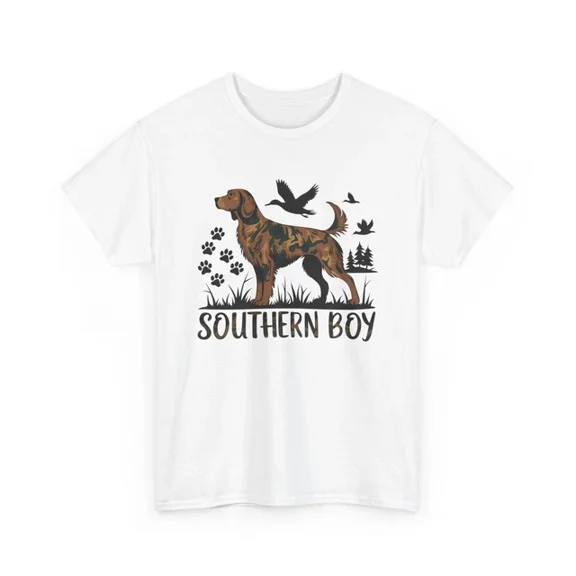 Hot Trending Southern Boy Rustic Hunting T-Shirt – Cute Puppy Lover Paw Print Tee for Owners Design Preview Only