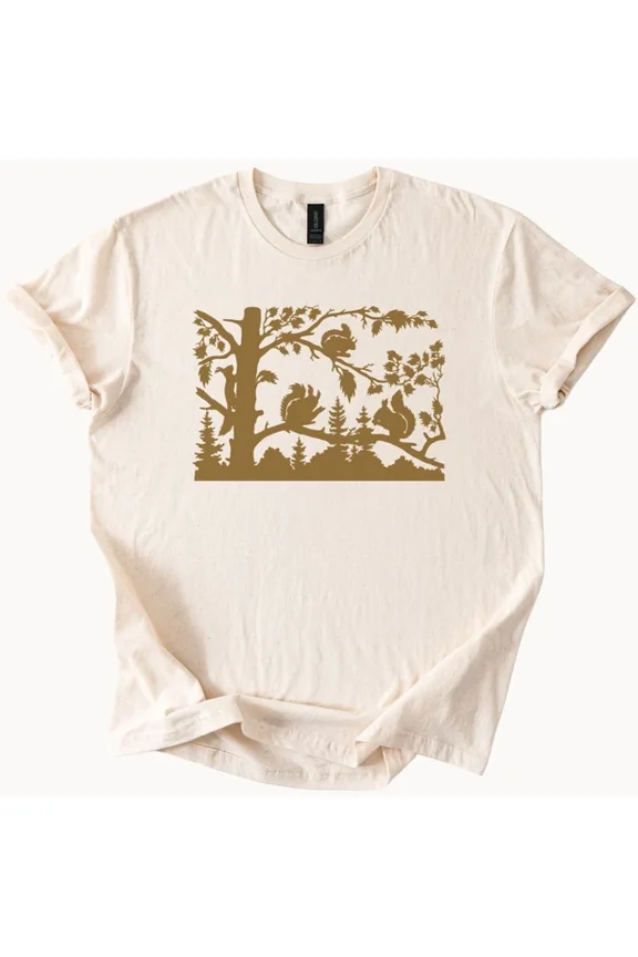 Hot Trending Squirrel Forest Tee Nature Graphic Shirt Design Preview Only