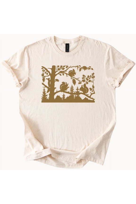 Hot Trending Squirrel Forest Tee Nature Graphic Shirt Design Preview Only