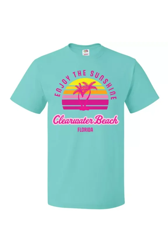 Hot Trending Summer Enjoy The Sunshine Clearwater Beach Florida In Pink T-Shirt S-5Xl Birthday Gifts; For Men & Women