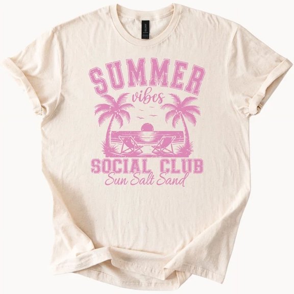 Hot Trending Summer Vibes Beach Club Tee Sun Salt Sand Graphic Shirt Design Preview Only