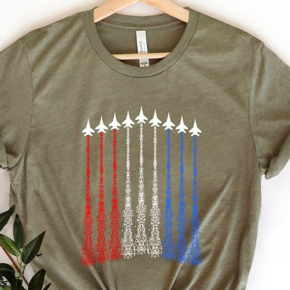 Hot Trending T-Shirt With 4Th Of July Fighter Jet Airplane Red White Blue Shirt, Red White Blue Airforce Flyover Shirt, 4Th Of July Airplane T-Shirt, Patriotic Shirt Design Preview Only