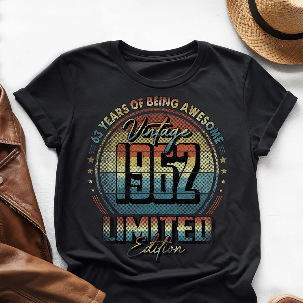 63rd Birthday Shirt For Men - Vintage 1962 Aged To Perfection Design - Customizable T-Shirt Gift
