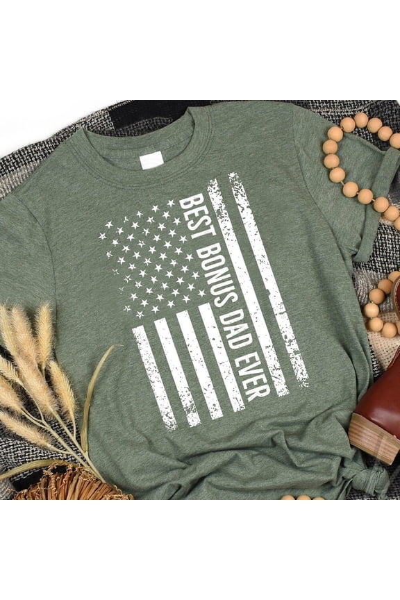 Hot Trending T-Shirt With Best Bonus Dad Ever, Perfect Gift For Dad,Father'S Day,Dad Birthday,New Dad Gift,Gift For Father,Present From Kids,Dad Tee Design Preview Only