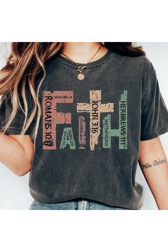 Hot Trending T-Shirt With Christian, Bible Verse , Religious Christian Tee, Retro Faith , Christian Cross Graphic Tee, Church Groups Design Preview Only