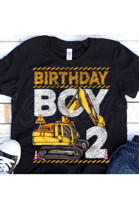 Hot Trending T-Shirt With Construction Birthday Shirt 2, 2Nd Birthday Shirt Construction,2Nd Birthday Excavator Shirt, 2Nd Birthday Construction Roller Shirt Design Preview Only
